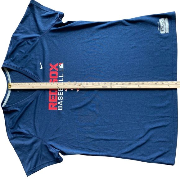 Nike Dri Fit Red Sox Baseball T-shirt Men Sz 2XL Navy Red V Neck Short Sleeve - Picture 3 of 6